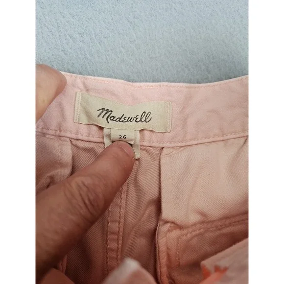 Madewell Pants‎ Women's Size 28x28 Light Pink Button Cargo Pockets Mid Rise - Picture 5 of 10